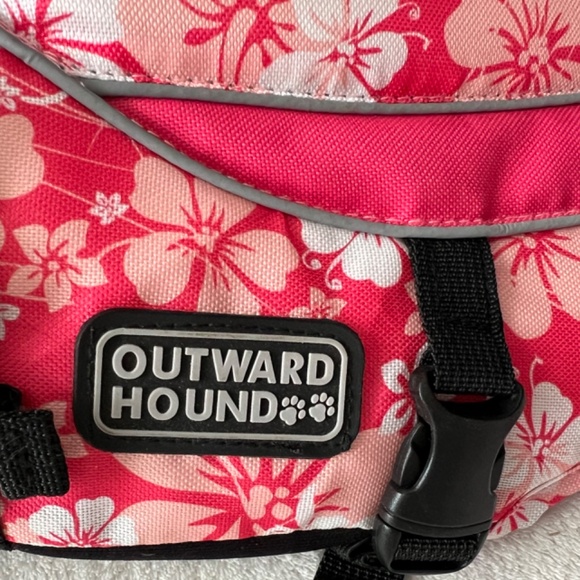 NWT Outward Hound Pink Tropical Print Dog Swim Life Jacket Size Small - Picture 3 of 5